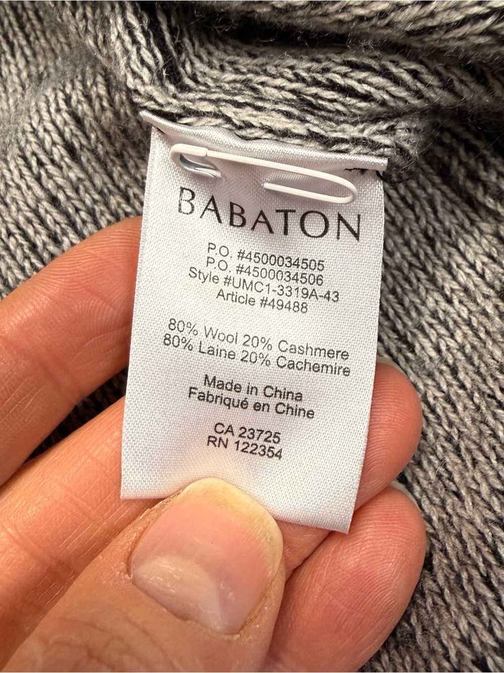 Babaton Two-Tone Gray Open-Front Cardigan - Cashmere Blend - Picture 6 of 8
